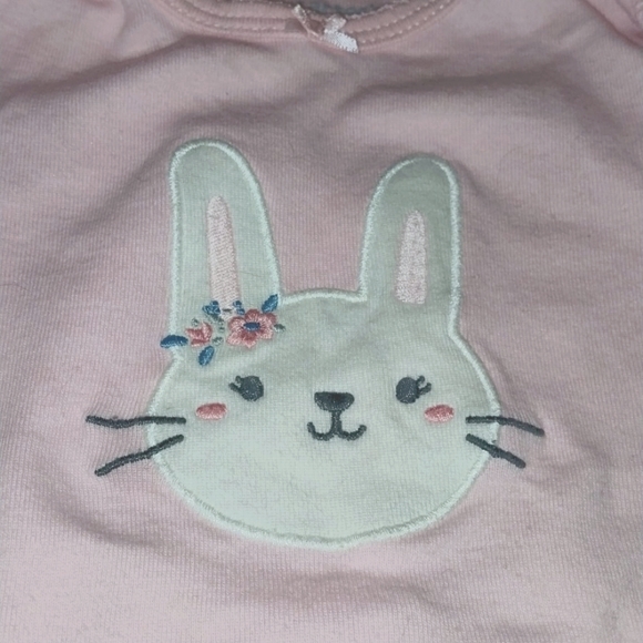 Pink/Heather Bunny Onsie with Matching Bottoms - Picture 2 of 4